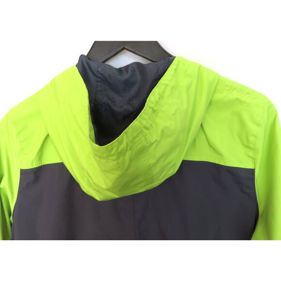 ROXY Hooded Windbreaker Raincoat Lined Light Jacket Women Sz XL Green/Black - Picture 6 of 11